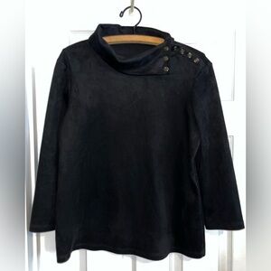 J. MCLAUGHLIN  Clio Top Shirt Blouse Black Faux Suede Size Large